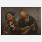 Arturo Petrocelli, Straßenmusikanten, Öl auf Leinwand