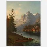 Georg Schmitz, Gebirgslandschaft mit See, Öl auf Leinwand