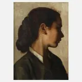 Clara Walther, Mädchenportrait, Öl auf Leinwand und Karton