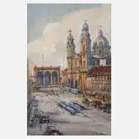 Der Odeonsplatz in München by Haniel, Öl auf Pappe, sold Feb 2022