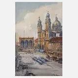 Haniel, Der Odeonsplatz in München, Öl auf Pappe