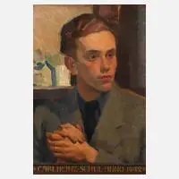 Prof. Carl Heine, Portrait Carlheinz Schul, 1942, Öl auf Platte