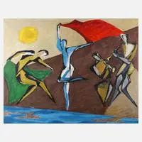 Gerd Jähnke, "Tanz am See", Öl auf Leinwand
