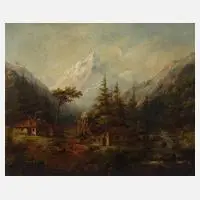 Otto Linnertz, Alpenlandschaft, Öl auf Leinwand und Keilrahmen