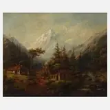 Otto Linnertz, Alpenlandschaft, Öl auf Leinwand und Keilrahmen
