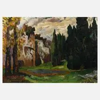 F. Marzari, Sommerlandschaft, Öl auf Karton