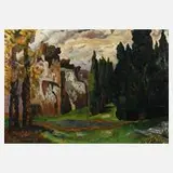 F. Marzari, Sommerlandschaft, Öl auf Karton