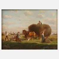 Ludwig Muller Cornelius, Heuernte, Öl auf Sperrholz