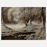 László Neogrády, Winterlandschaft, Öl auf Leinwand