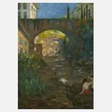 Atti F. Renz, An der Brücke, Öl auf Leinwand