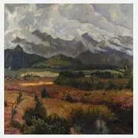 Wilhelm Stumpf, Landschaft am Watzmann, Öl auf Leinwand