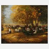 Alexander Thiele, Münchner Biergarten, Öl auf Leinwand