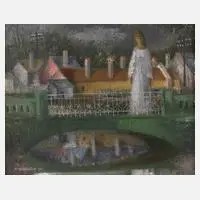 Helmut Ullrich, "Mädchen auf der Brücke", Öl auf Platte