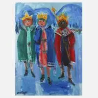 Hans Waiblinger, "Heilige drei Könige", Tempera auf Karton