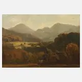 Paul Weber, Mittelgebirgslandschaft, Öl auf leinenkaschierter Malplatte