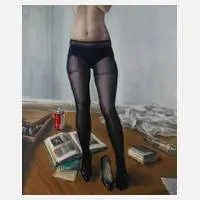 Corinna Weiner, "Selbst in Nylonstrümpfen", Öl auf Leinwand und Keilrahmen