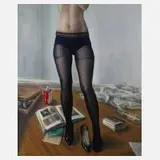 Corinna Weiner, "Selbst in Nylonstrümpfen", Öl auf Leinwand und Keilrahmen