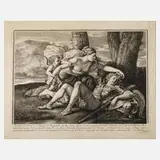 Gérard Audran, Armida überrascht Rinaldo, Kupferstich mit schöner Lichtführung