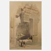 Louis Haghe, Tempelanlage in Baalbek, 1839, Lithographie