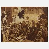 Vadim Falileeff, Christliche Szene mit Martyrium, 1912, Farbholzschnitt