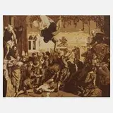 Vadim Falileeff, Christliche Szene mit Martyrium, 1912, Farbholzschnitt