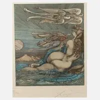 Prof. Ernst Fuchs, Venus und Adler, Radierung