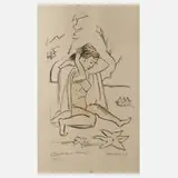 Prof. Erich Heckel, "Sitzende am Strand", Farblithographie