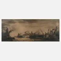 Albert Hemelman, Der Hafen von Amsterdam, Lithographie