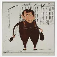 Kurt Mühlenhaupt, Auf der Straße, Lithographie und Farblinolschnitt