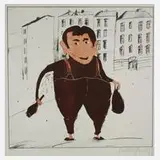 Kurt Mühlenhaupt, Auf der Straße, Lithographie und Farblinolschnitt