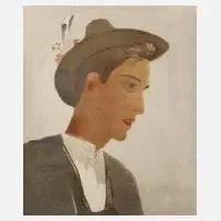 Hans Ott, Sarner Bauer, Farbholzschnitt auf Japanpapier und auf leichtem Karton montiert