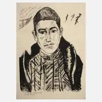 Dr. Charlotte E. Pauly, "Junger Fischer", Lithographie