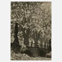Wilhelm Schmurr, An der Brücke im Park, 1926, Lithographie