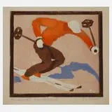 Peter Waldner, Skifahrer, Farbholzschnitt