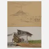Karl Hermann Krabbes, Pompeji und Wassermühle, Bleistift auf Papier