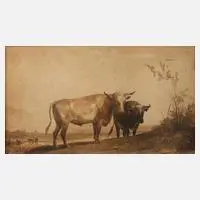 Dirk van Lokhorst, Bukolische Landschaft, 1871, Tuschezeichnung
