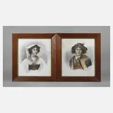 Cazzaitis, Paar Portraits, Aquarelle
