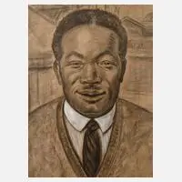 Ernst Holzhäuser, Portrait eines Afrikaners, Kohle und Deckweiß auf Papier