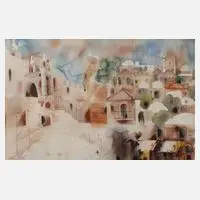 Shmuel Katz, Orientalische Stadtansicht, Mischtechnik