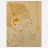 Erwin von Kreibig, "Kokettes Trio", Mischtechnik