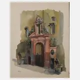 Heinrich Kley, Residenztor in München, Aquarell