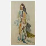 Anneliese Müller-Nisi, Schreitender Frauenakt, 1956, Aquarell