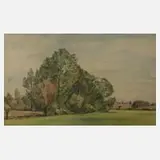 Max Nehrling, Flache Landschaft, Aquarell über Graphit
