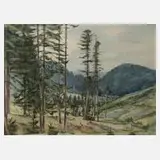 Max Nehrling, Im Thüringer Wald, Aquarell über Graphit
