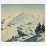 Wilhelm Richter, Schneekoppe im Winter, Aquarell und Tusche