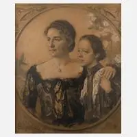 Richard Scholz, Doppelportrait, 1903, Kohle und farbige Kreiden