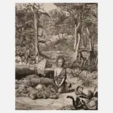 Max Klinger, Simplicius am Grabe des Einsiedlers, Heliogravüre auf gewalztem Japanpapier