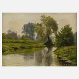 Ferdinand Max Anders, Flusslandschaft, Öl auf Leinwand und mit Karton hinterlegt