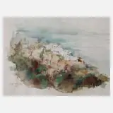Manfred Feiler, "Stadt am Meer", Aquarell