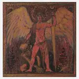 Walter Gasch, "Tod stirb", Tusche und Goldbronze auf rotem Papier